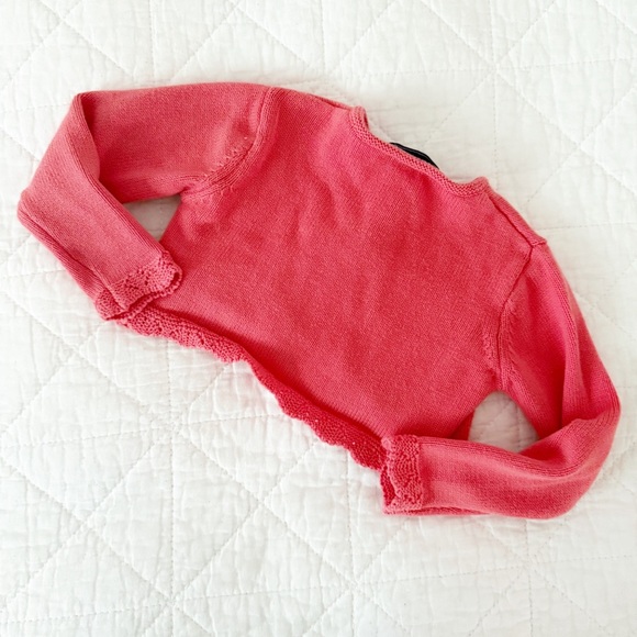 2 Years Tartine et Chocolat Kids Coral Knit Cropped Cardigan Sweater - Picture 5 of 5